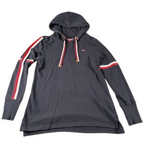 Tommy Hilfiger Denim Navy Blue Hoodie Back Logo Racing Stripe Pullover‎ Small